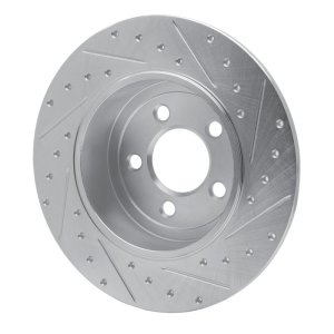 Chrysler 300 Brake Rotor (1) - Rear Left - R1 Concepts - Drilled & Slotted - Silver - `05-`23
